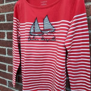 Talbots Stripe Long Sleeve Top France Bateau Marseille Novelty Graphic NEW Small